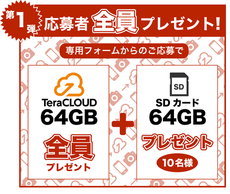 第一弾：全員64GBプレゼント！さらにmicroSDカードも！