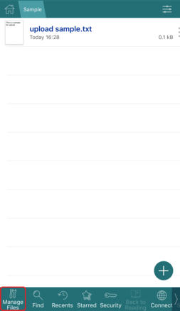 「Manage Files」をタップ